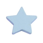 Træperle. Stjerne. Babyblå. 19 mm
